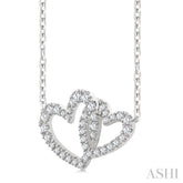 1/4 Ctw Interlocked Heart Round Cut Diamond Fashion Pendant With Chain in 10K White Gold